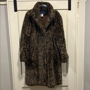 Leopard Print Faux Fur Coat